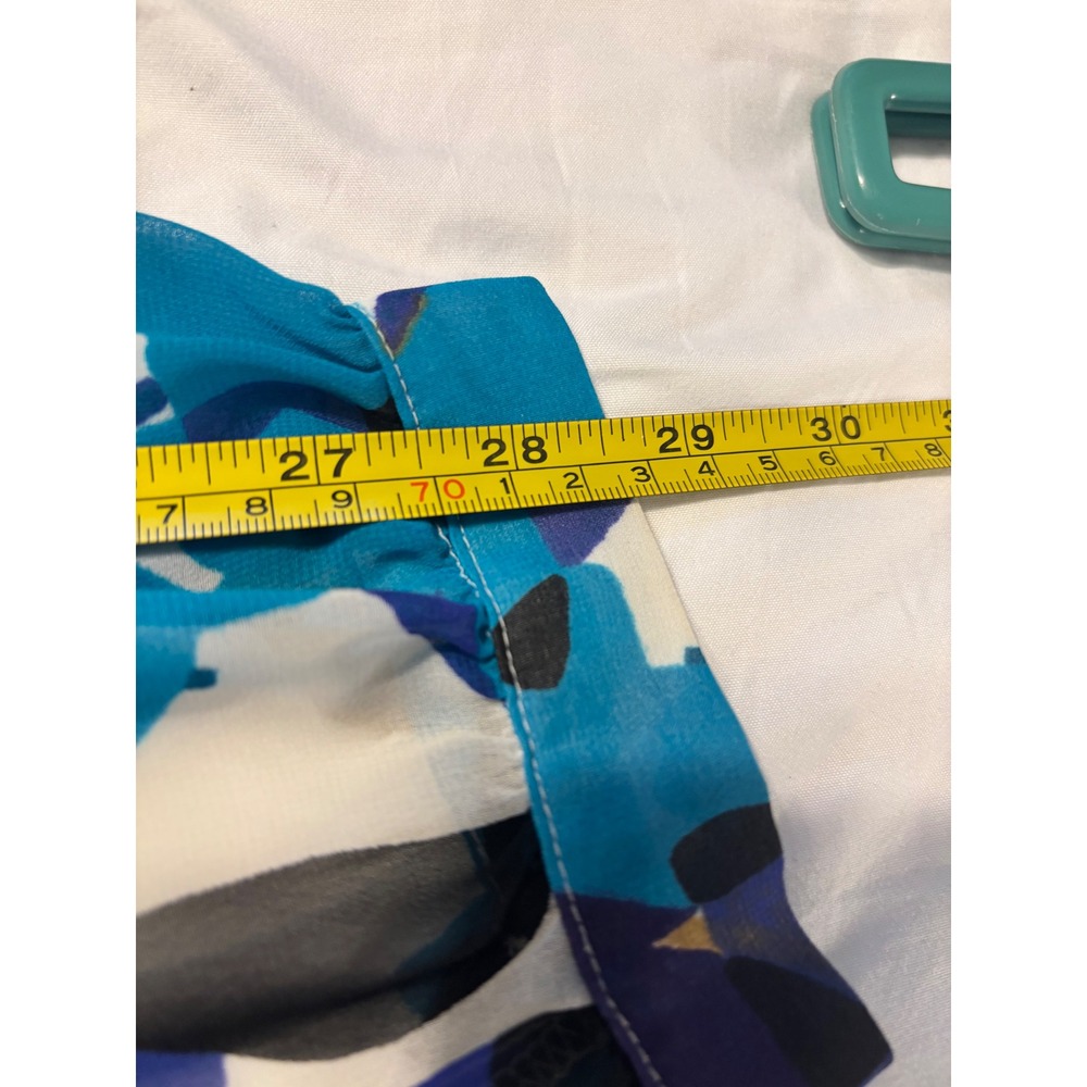 Lane Bryant Blue Floral Chiffon V-Neck Tunic Blouse Long Sleeve Abstract Print - Picture 5 of 6